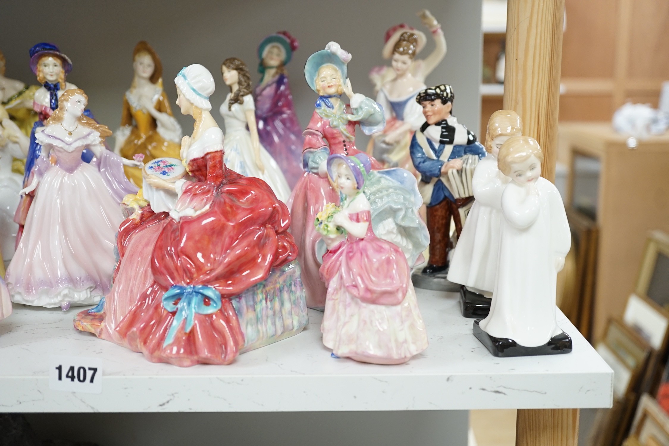 A quantity of Royal Doulton figures to include Peggy, Valerie, Dinky Do, Penelope, Cissie, and others (approx. 24)